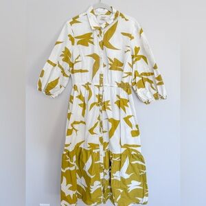 NAOO Ivory and Mustard Patterned Women's Dress Size XL